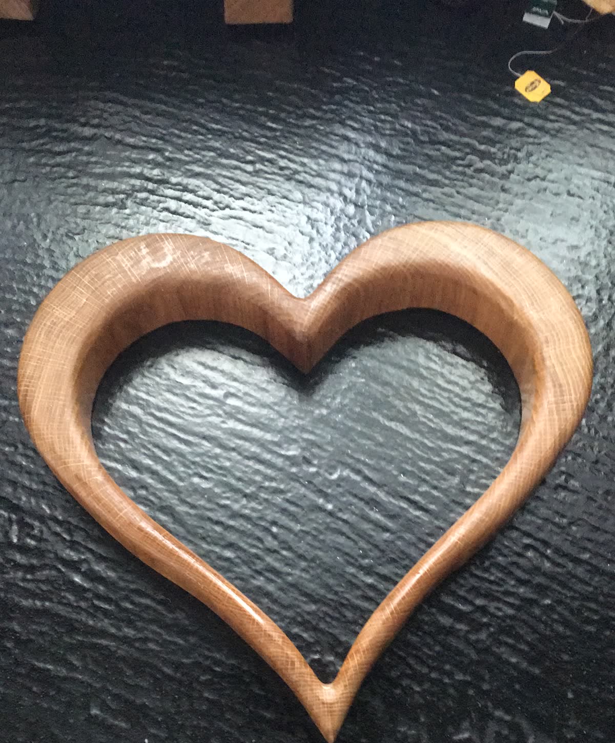 Carved oak heart tray