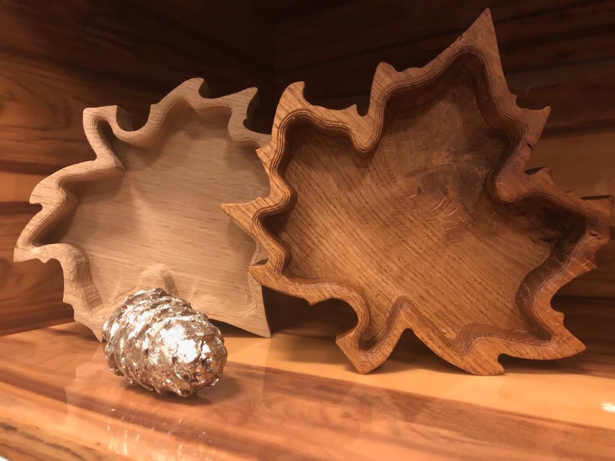 Carved maple leaf bowls